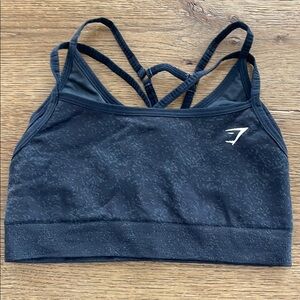 Gymshark Black Sports Bra with Subtle Pattern